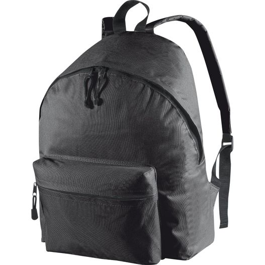 ein schwarzer rucksack mit reißverschluss vorne Großer Rucksack aus Polyester (Bild 1)