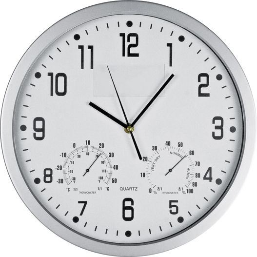 Produktabbildung Wanduhr mit Hygro - und Thermometer Wanduhr mit Hygro - und Thermometer (Bild 1)