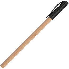 Holzkugelschreiber mit schwarzer Kunststoffkappe