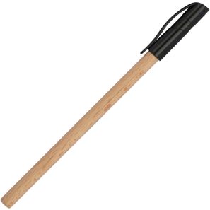 Holzkugelschreiber mit schwarzer Kunststoffkappe