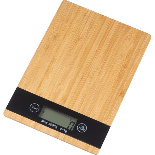 Produktabbildung Küchenwaage aus Bambus mit schwarzem Display Küchenwaage aus Bambus mit schwarzem Display (Bild 1)