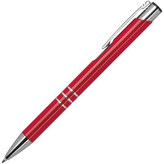 ein roter stift mit silberner spitze Metall Kugelschreiber lackiert (Bild 1)