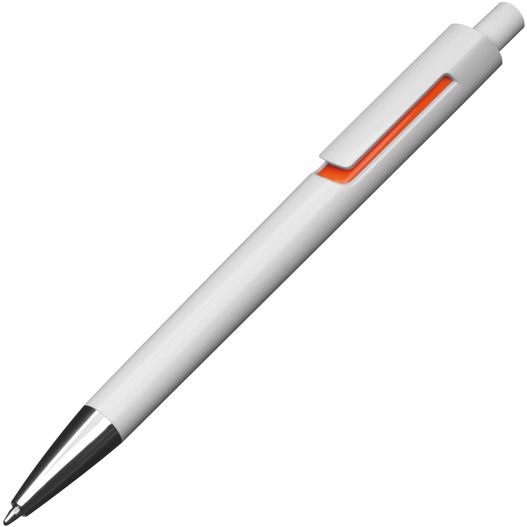 Produktabbildung Weißer Kugelschreiber mit farbigen Applikationen Weißer Kugelschreiber mit farbigen Applikationen (Bild 1)