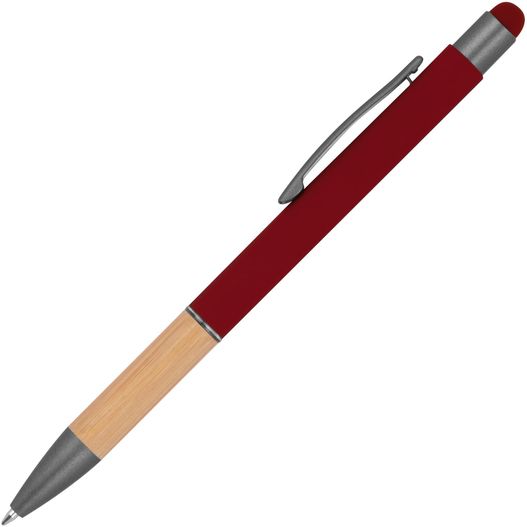 ein roter stift mit einem holzgriff Kugelschreiber mit Griffzone aus Bambus (Bild 1)