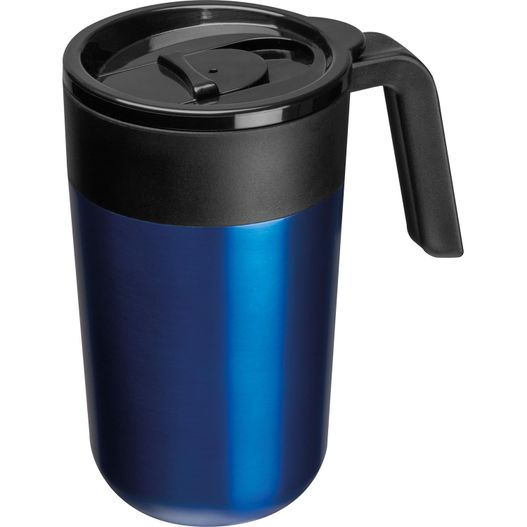 blauer und schwarzer kaffeebecher mit griff Trinkbecher 400ml (Bild 1)