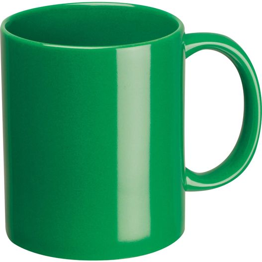 ein grüner kaffeebecher mit einem griff auf weißem hintergrund Kaffeetasse aus Keramik, 300ml (Bild 1)