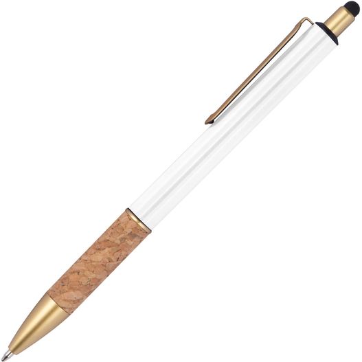 ein stift mit einem holzgriff und einem weißen körper Kugelschreiber mit Korkgriffzone (Bild 1)