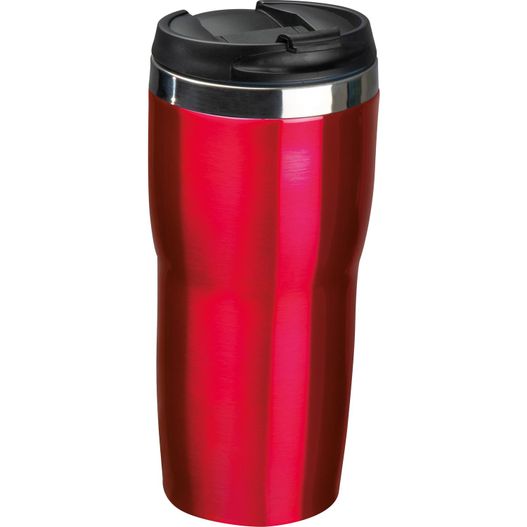 ein roter reisebecher mit schwarzem deckel Vakuum Edelstahltrinkbecher, 480ml (Bild 1)