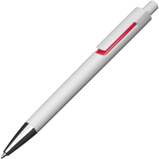 Produktabbildung Weißer Kugelschreiber mit farbigen Applikationen Weißer Kugelschreiber mit farbigen Applikationen (Bild 1)