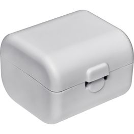 Reiseadapter in einem Kunststoffetui mit Adaptern für US, UK, AUS, Asien und EU
