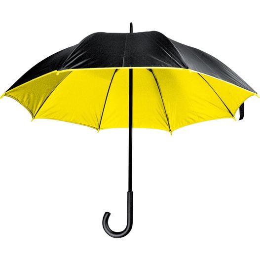 gelber und schwarzer regenschirm mit schwarzem griff Luxuriöser Regenschirm mit doppelter Bespannung (Bild 1)