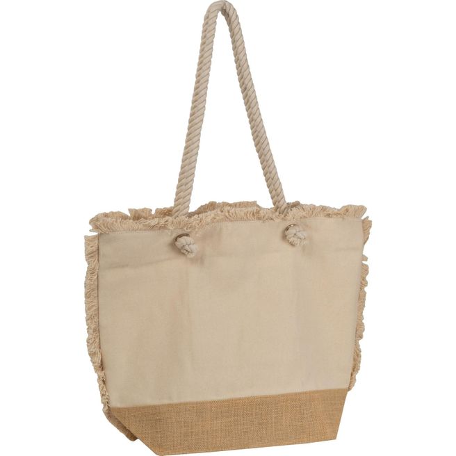 Produktabbildung Strandtasche mit Juteboden und Fransen Strandtasche mit Juteboden und Fransen