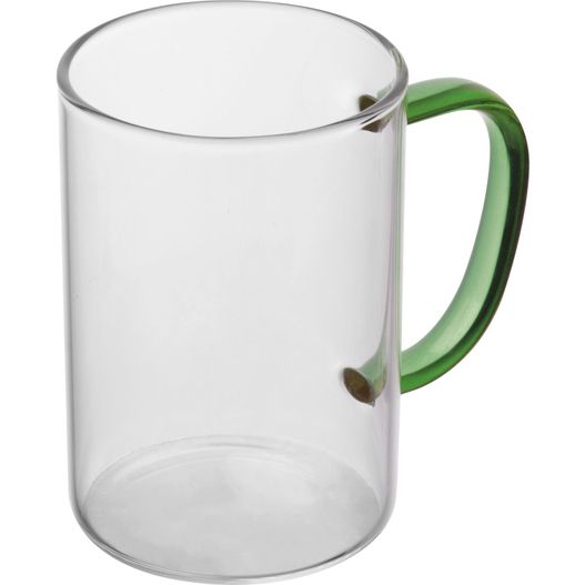 Produktabbildung Glastasse mit farbigem Henkel, 250ml Glastasse mit farbigem Henkel, 250ml (Bild 1)