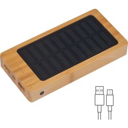 Produktabbildung Solar Powerbank aus Bambus mit 8.000 mAh Solar Powerbank aus Bambus mit 8.000 mAh