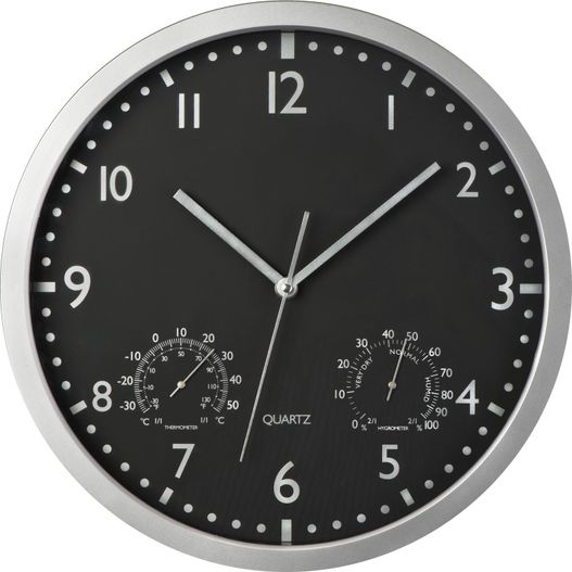 Produktabbildung Wanduhr mit Hygro - und Thermometer Wanduhr mit Hygro - und Thermometer (Bild 1)