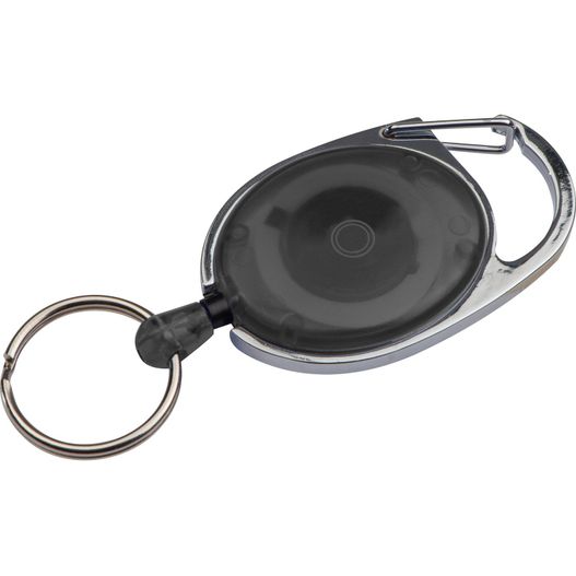 Produktabbildung Schlüsselanhänger mit Karabiner und ausziehbarem Schlüsselring Schlüsselanhänger mit Karabiner und ausziehbarem Schlüsselring (Bild 1)