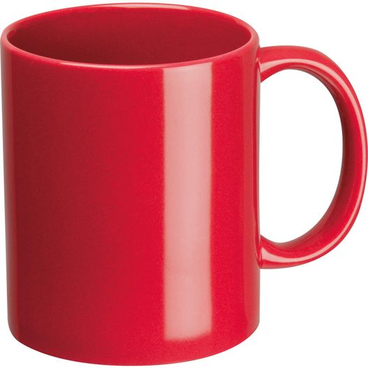 ein roter kaffeebecher mit einem griff auf weißem hintergrund Kaffeetasse aus Keramik, 300ml (Bild 1)