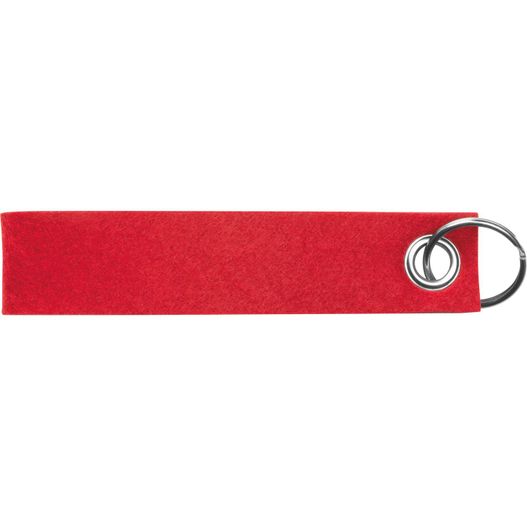 eine rote schlüsselkette mit einem silberring Schlüsselanhänger aus RPET Filz (Bild 1)