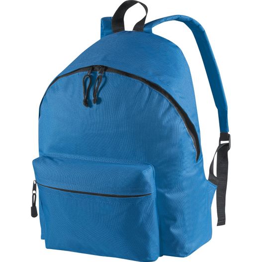 ein blauer rucksack mit reißverschlusstasche Großer Rucksack aus Polyester (Bild 1)