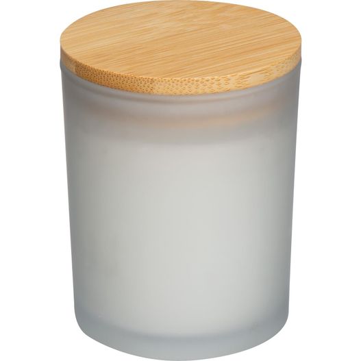 ein glasglas mit einem bambusdeckel Kerze in gefrostetem Glas mit Bambusdeckel (Bild 1)