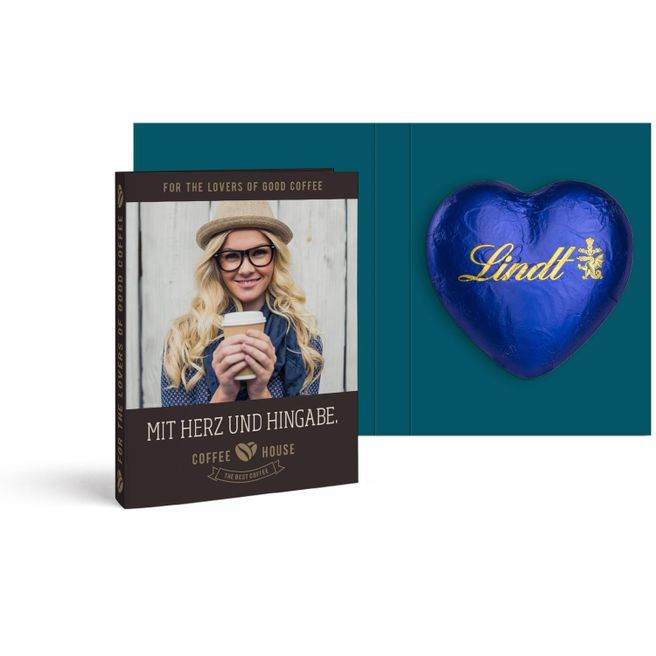 Produktabbildung Werbekarte mit Lindt Schokoladen Herz 20 g Werbekarte mit Lindt Schokoladen Herz 20 g