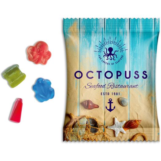 eine tasche von octopus gummy candy neben ein paar jellys Fruchtgummi Sonderformen (Bild 1)