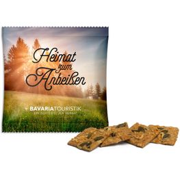 Vollkorn Snack im Werbetütchen