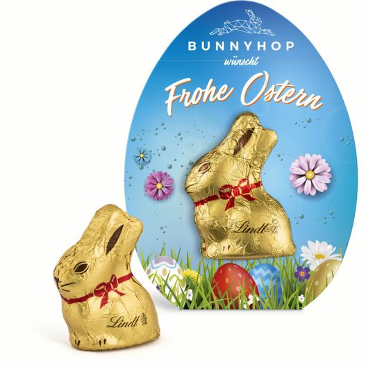 Lindt Mini Goldhase in Osterei-Werbekartonage (Bild 1)