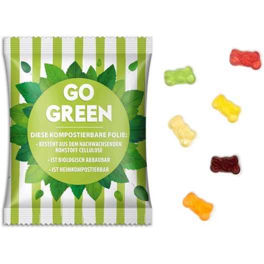 eine tasche aus gummibärchen sitzt auf einer weißen oberfläche Fruchtgummi Standardformen (Bild 1)