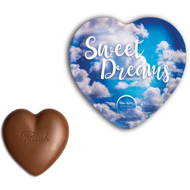 "Rausch Plantagen" Schokoladen-Herz im individuellen Alu-Wickler