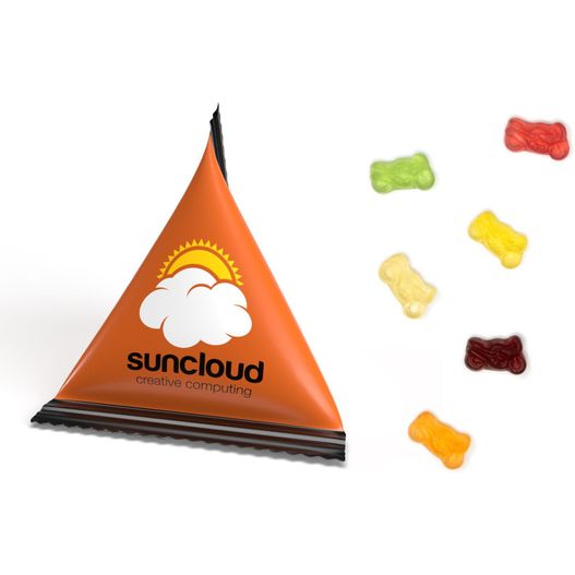 ein dreieck geformte tasche von gummibären Mini Tetraeder Fruchtgummi (Bild 1)