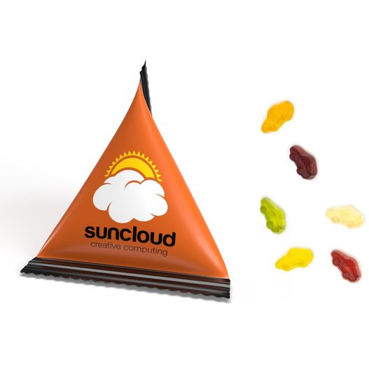 ein dreieck geformte tasche von gummibären Mini Tetraeder Fruchtgummi (Bild 1)