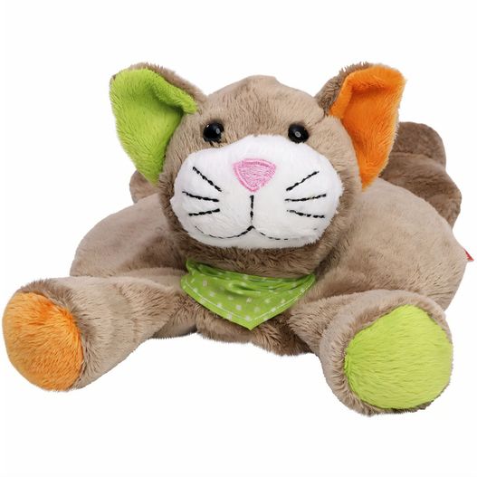 eine gefüllte tierkatze mit einer grünen und orange krawatte Katze für Wärmekissen (Bild 1)