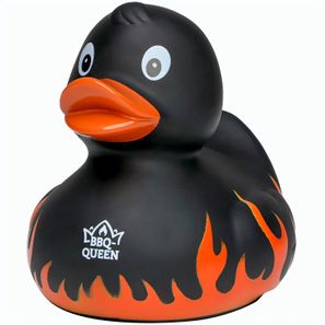 Quietsche-Ente Flammen mit Slogan BBQ-Queen