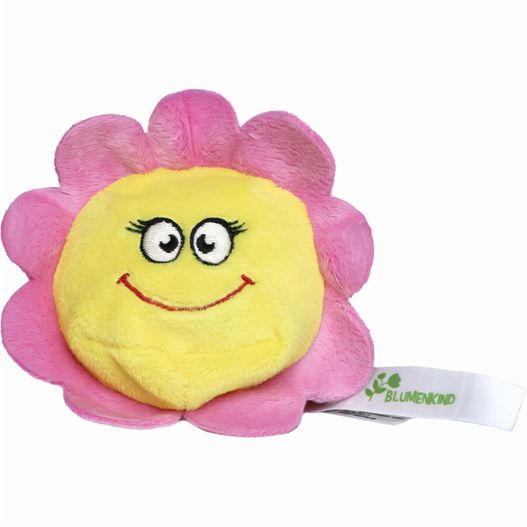 eine gelbe und rosa blume mit einem lächelnden gesicht Schmoozies® Blume mit Slogan Blumenkind (Bild 1)