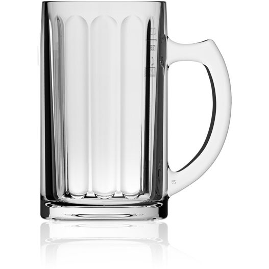 ein glasbecher mit einem griff auf einer weißen oberfläche Glückauf Seidel 0,25 l (Bild 1)