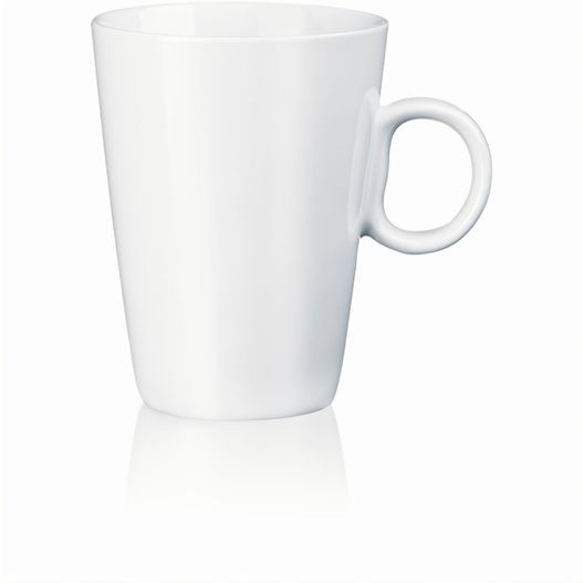 eine weiße tasse mit einem griff auf einer weißen oberfläche Tiffany Porzellantasse, 29cl (Bild 1)