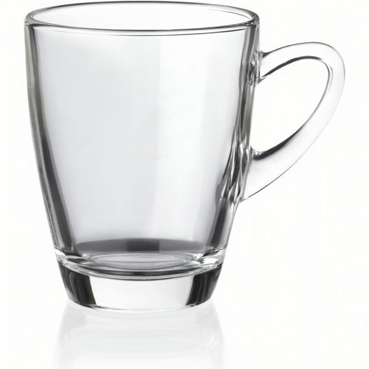 glasbecher mit griff auf weißer oberfläche Kenia Glastasse, klar, 32 cl (Bild 1)