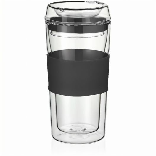 glasbecher mit schwarzem deckel und schwarzem deckel Jakarta, ToGo-Becher, 36 cl (Bild 1)