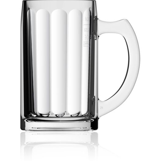 ein glasbecher mit einem griff auf einer weißen oberfläche Glückauf Seidel 0,2 l (Bild 1)
