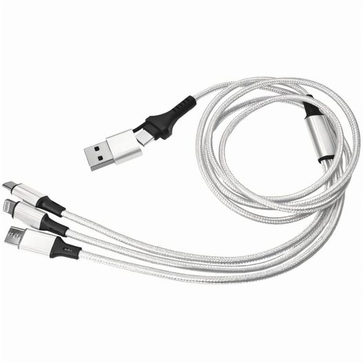 ein weißes und schwarzes kabel, das mit einem usb-gerät verbunden ist C&A Ladekabel "Nylon" (Bild 1)