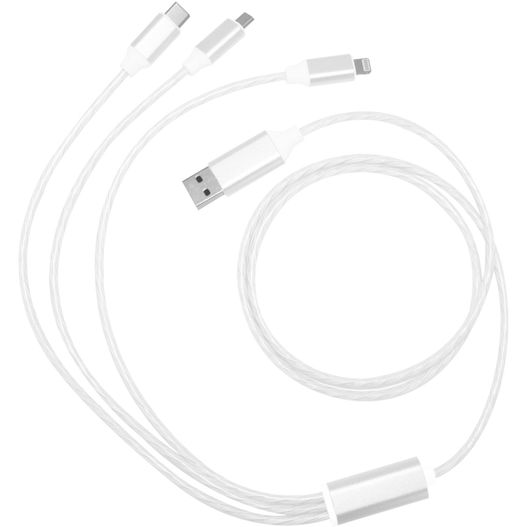 ein weißes kabel, das mit einem usb-gerät verbunden ist LEDflow Cable 3in1 (Bild 1)