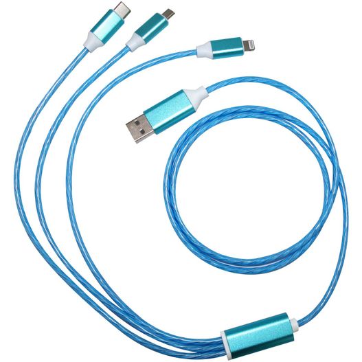 ein blaues kabel, das mit einem usb-gerät verbunden ist LEDflow Cable 3in1 (Bild 1)