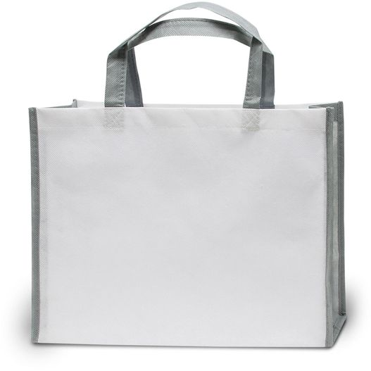 eine weiße tasche mit grauem griff Tragetasche mit Boden- Seitenfalte (Bild 1)