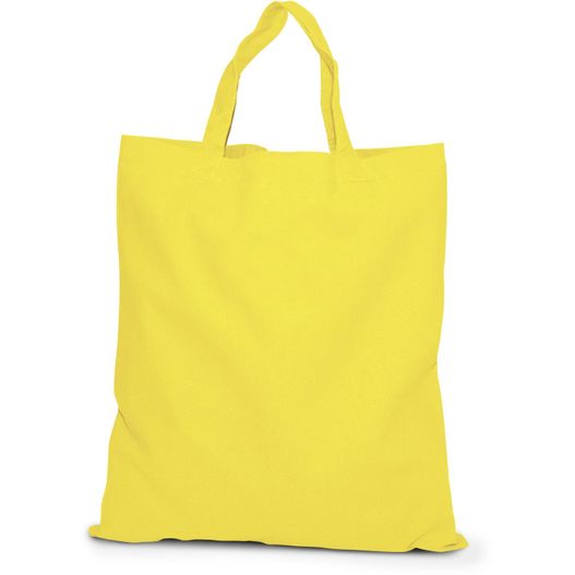 eine gelbe tasche mit einem griff auf weißem hintergrund Baumwolltasche mit kurzen Henkeln (Bild 1)