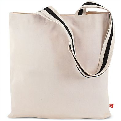 Schwere Baumwolltasche mit langen, 2-farbig gewebten Henkeln