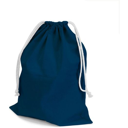 eine blaue tasche mit einer weißen saite darauf Baumwollbeutel mit Zuziehkordel (Bild 1)