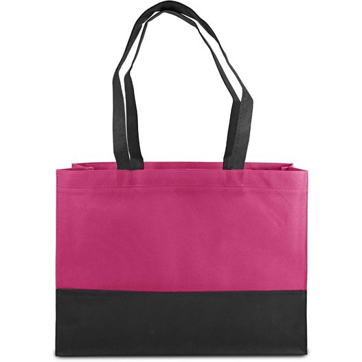 eine rosa und schwarze tasche mit schwarzen griffen Tragetasche mit Boden- Seitenfalte (Bild 1)
