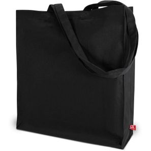 Schwere Baumwolltasche mit Boden-, Seitenfalten langen Henkeln