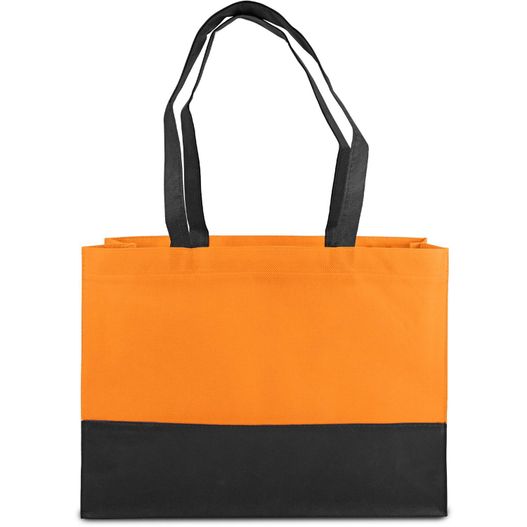 eine orange und schwarze tasche mit schwarzen griffen Tragetasche mit Boden- Seitenfalte (Bild 1)